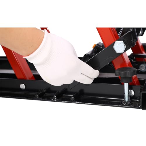 Hydraulic Motorcycle Lift Jack 1500 LBS Capacity ATV Scissor Lift Jack Portable Motorcycle Lift Table with 4 Wheels Hydraulic Foot Operated Hoist Stand for Motorcycle ATV UTV Powersports