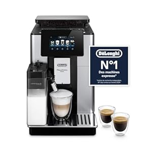 De’Longhi PrimaDonna Soul - Perfetto Machine à Café Automatique avec LatteCrema Mousseur à Lait Automatique, 18 Boissons en une Seule Touche, Écran Full-Touch, Argent et Noir (ECAM612.55.SB)