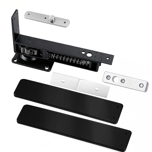 Loyerfor Double Action Spring Hinges Swinging Door Hinge Pivot Hinge with self-Closing and Stop Function Suitable for Wooden Doors-All Black