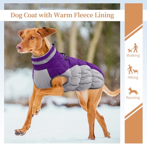 Image of Dog Winter Jacket Cozy Reflective Waterproof Windproof Warm Pet Garment,Comfortable Cold Weather Fleece Apparel Outfits with Zipper Closure for Small Medium Large Dogs Puppy Walking,XXX-Large