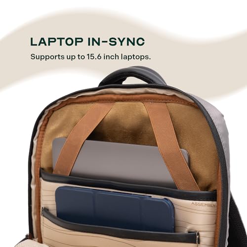 Image of Assembly Arto Laptop Backpack for Men Women 15.6 Inch Quilted Office Travel Bag with Trolley Sleeve Business Travel Bag