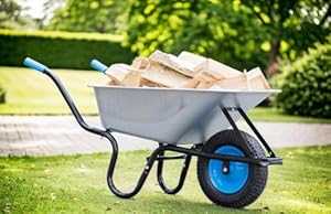 TIREX by xonic® Schubkarre mit Stahlfelge – Verzinkte Wanne bis 250kg/ 100l - Robuste Ausführung für Garten und BAU – Schieb-Karre mit Luftrad (Luftrad Neonblau-Silber)