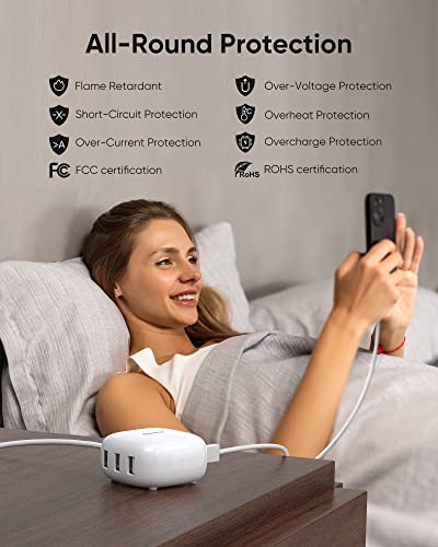 Superdanny 6-Port Usb Charger, 40W 8A Mini Usb Charging Station, Charging Station For Multiple Devices, 4Ft Cable, Compatible With Iphone, Ipad, Galaxy, Pixel, For Travel, Cruise, White #TOP3