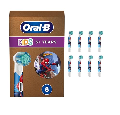 Oral-B Kids Recambios para Cepillo de Dientes Eléctrico de Niños, Pack de 8 Cabezales, con Motivos de Spyder-Man - Originales