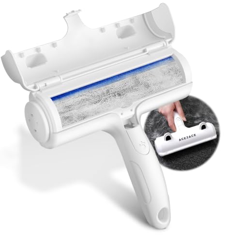 ACE2ACE Brosse Anti Poils Animaux pour Chat Chien, Rouleau Ramasse et Attrape Poils, Réutilisable pour Canapé, Arbre à Chat, Voiture, Lit, Tapis, Panier