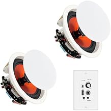 STUDIOFINIX 8 Inch Bluetooth Ceiling Speaker System, 400W Peak in-Ceiling Speakers with 2-Channel Wall Amplifier, Flush Mount Home Audio for Living Room, Office, Kitchen & Covered PatioPair