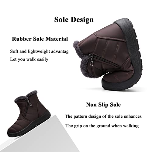 Scecocrs Women Winter Warm Fur Lined Snow Boots, Waterproof Ankle Boots With Zipper For Women,Comfortable Women's Non-Slip Booties For Outdoor #TOP4