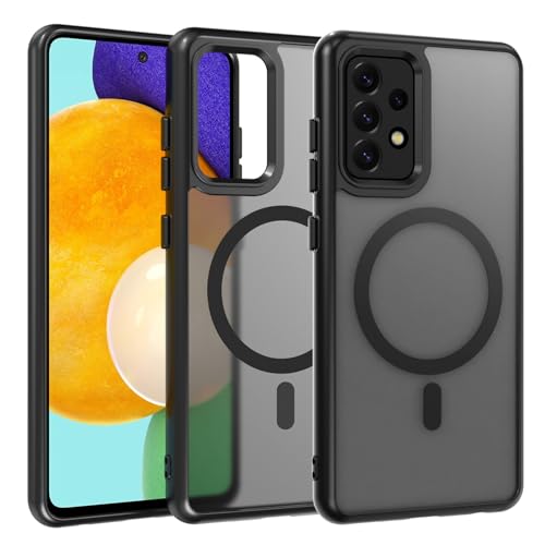 ZYIMOU Case for Samsung Galaxy A52 4G/A52 5G /A52S 5G Compatible with MagSafe, Magnetic Case Camera Protection Translucent Matte Rear PC Back TPU Bezel Case - Black