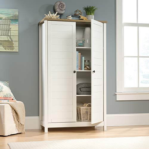 Sauder Cottage Road Storage Cabinet, L: 35.28" X W: 17.52" X H: 60.43", Soft White Finish #TOP1