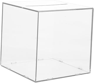 GARVALON Transparent Unopenable Money Jar Stylish Desktop Piggy Bank for Cube Shaped Coin Container for Home Office Encourages Saving Habits