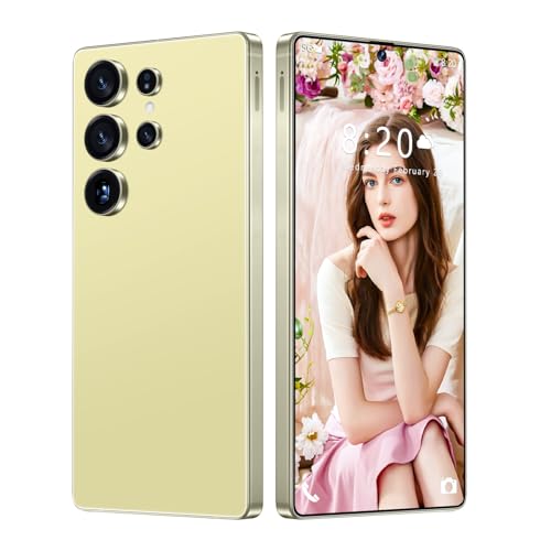 COTSRGT Smartphone S25 Ultra 5G/4G Android 14 Desbloqueado, 16 GB 1 TB, Pantalla HD De 7,3'' (Modo De Confort Visual), Cámara De 72 MP 108 MP, Doble SIM, Lápiz Táctil Integrado,Gold-7.3 Inch