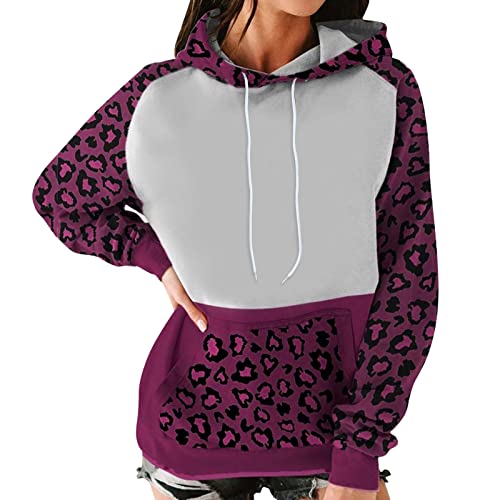 Damen Pullover Damen Hoodie Sweatshirt Tops Damen Patchwork Print Kordelzug...