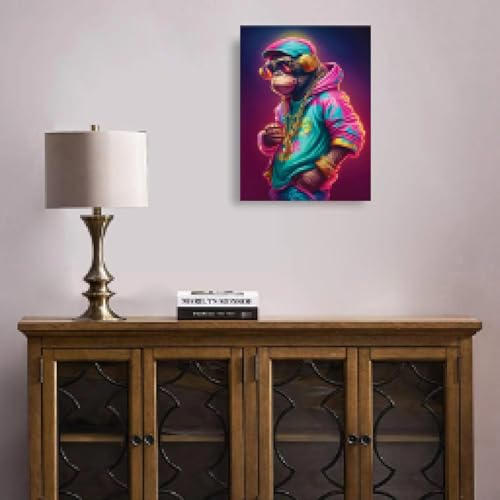Tableau pop art singe avec ecouteurs deco murale 50x75cm