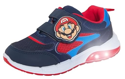 Zapatillas iluminadas Super Mario Brothers para niños de Nintendo con luces intermitentes deportivas, azul, rojo, blanco, 10 UK Child | Ya disponible en tu tienda friki favorita! En mundofriki.es!