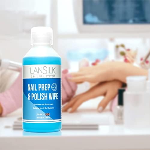 Lansilk Nail Prep & Gel Nail Polish Wipe Residue Cleanser Remover 250ml  UV LED Manicure Gel Polish Base Wipe  Sanitises Nail Plate & Removes Tacky Layer  Multi-Purpose Nail Prep and Polish Wipe