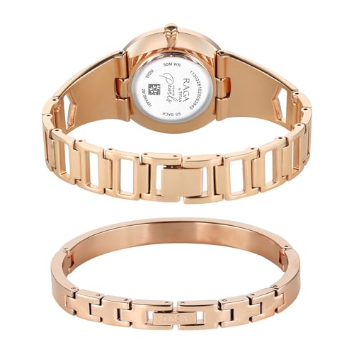 Image of Titan Raga Power Pearls 2.0 with Quartz Analog Mother of Pearl Dial Rose Gold Brass Strap Watch for Women - 2810WM01F
