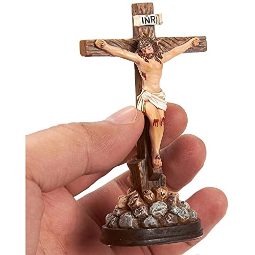 Juvale Religious Statues - 3-Pack Jesus Cross Crucifix Figurines - Holy Catholic Crosses, Resin Figures Of Christ's Crucifixion - 1.7 X 3.6 X 1.25 Inches #TOP3