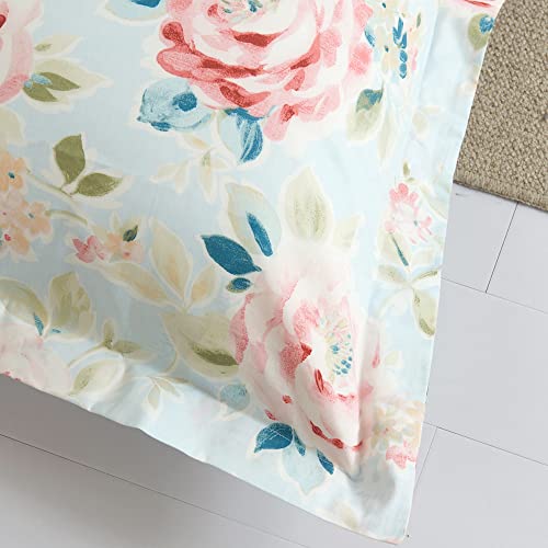 Dauaoto Floral Garden Cotton Euro Shams Square Pillow Cushion Cover 2 Pieces Set 26"X26" Pillowcases, Flower Blue #TOP3