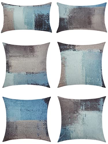 6Pcs Decorative Throw Pillow Covers 18X18 Square 12X20 Linen Two Side Print Couch Pillows Case For Home,Car #TOP1