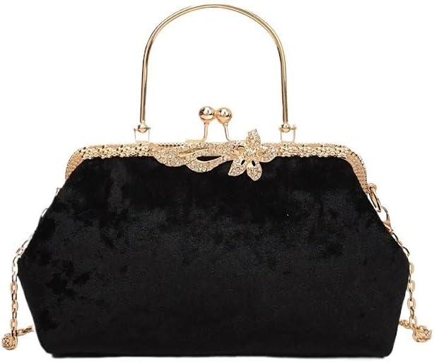 HUFFA Women's Velvet Zipper Bag Banquet Handbag Chain Shoulder Crossbody Bag (Color : Light Purple)