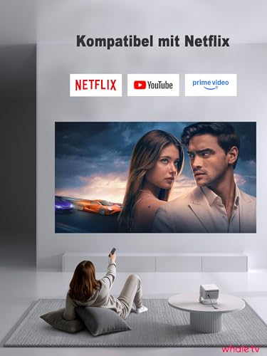 Smart Mini Beamer 4k [Offiziell Lizenzierter APP ] VISSPL 1000ANSI 4K Heimkino & Outdoor Beamer, Autofokus/Trapezkorrektur, WiFi6 Bluetooth Full HD 1080P Video Projektor für Handy/PC