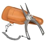 Gomexus Titanium Fishing Pliers 7.5'' with Side Cutters, Lanyard & Leather Sheath, Never Rust Hook Remover, Saltwater Resistant, Inshore & Nearshore Fishing (Split Ring Nose, 7.5 INCHES)