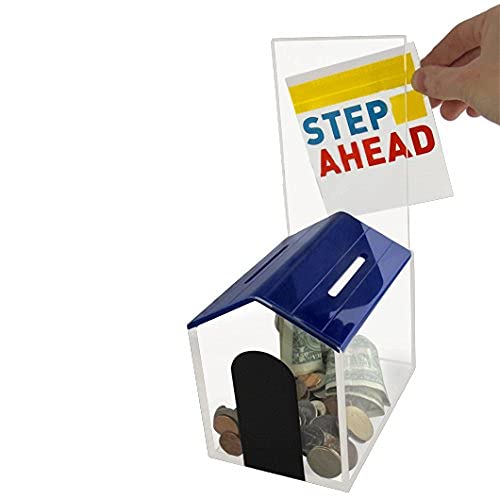 Dog House shelter shaped charity coin collection money piggy bank ballot box animal house suggestion and fundraising box with Cam-lock and 2 Keys (Black) - Thumbnail 3