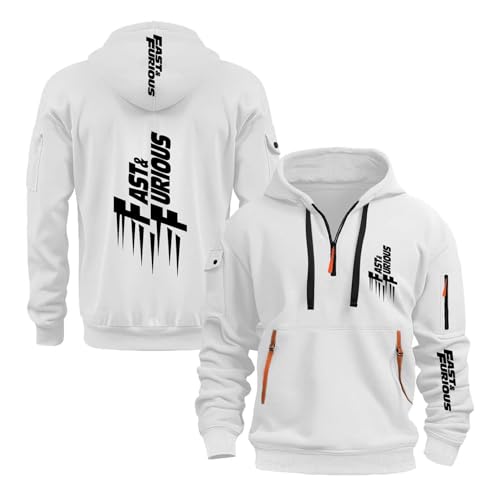 CCVQPF Sweat À Capuche Homme Imprimé F.u.r.IO.u.s F.l.y F.a.s.t Style Streetwear Manches Longues Demi-Zip Idéal pour Le Printemps Et L'automne-BaiSe||m