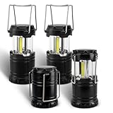 EXTRASTAR Lampe a Pile, Lampe de Camping LED Portable, Lanterne Camping LED, Lanterne LED Étanche à Piles, Lampe Camping à Manivelle pour Camping,Excursions, Cave, Bricolage, Urgence, Lot de 4, Noir