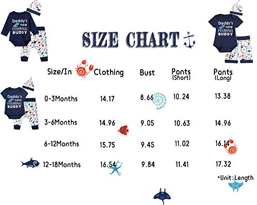 Auggle 3Pcs Baby Boys' Daddy's New Fishing Buddy Outfit Set Short Sleeve Bodysuit (3-6 Months) Blue … #TOP5