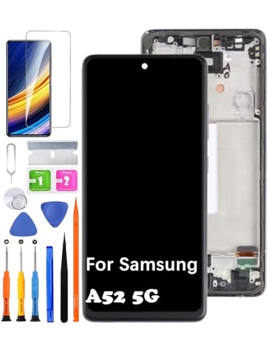 for Samsung A52 5G Screen Replacement with Frame INCELL for Samsung A526B A526B/DS A526W A526U LCD Display Touch Digitizer Assembly with Repair Part,Black(Not for A52 4G/A525,No Fingerprint Function)