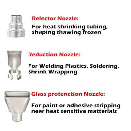 2000W Heat Gun with 3 Nozzles, 2 Temperature Setting, 300°C/ 600°C, Professional Hot Air Gun to Remove Paint, Varnish, Dissolve Adhesives, Shrinking PVC, DIY, Home Improvement & Restoration, Red 5 2000W Heat Gun with 3 Nozzles, 2 Temperature Setting, 300°C/ 600°C, Professional Hot Air Gun to Remove Paint, Varnish, Dissolve Adhesives, Shrinking PVC, DIY, Home Improvement & Restoration, Red - Image 5