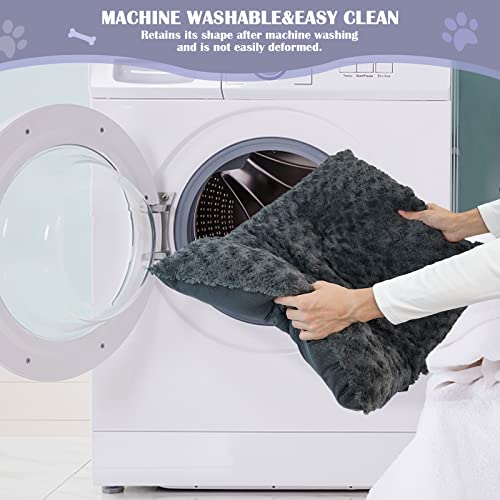 Dogke Large Washable Dog Bed Deluxe Fluffy Plush Dog Crate Pad，Dog Beds Made For Large, Medium, Small Dogs And Cats, Anti-Slip Dog Crate Bed For Sleeping And Anti Anxiety, 35" X 23",Dark Grey #TOP6