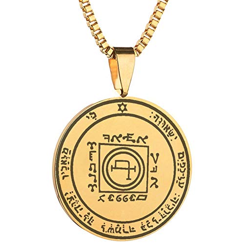 Detailed Engraved Fifth Pentacle of The Sun for Travel Stainless Steel Polished Talisman Pendant Necklace