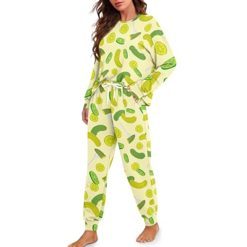 Image of Women's Pajamas Set Soft 2 Piece Loungewear Long Sleeve Pj Set Matching Sleepwear with Pockets for Women Plus Size