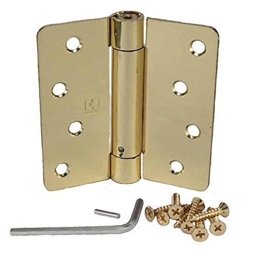 (Pack of 2) Hager Satin Brass 4 X 4 Spring Door Hinges (1/4