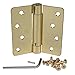 (Pack of 2) Hager Satin Brass 4 X 4 Spring Door Hinges (1/4" Radius Corner)