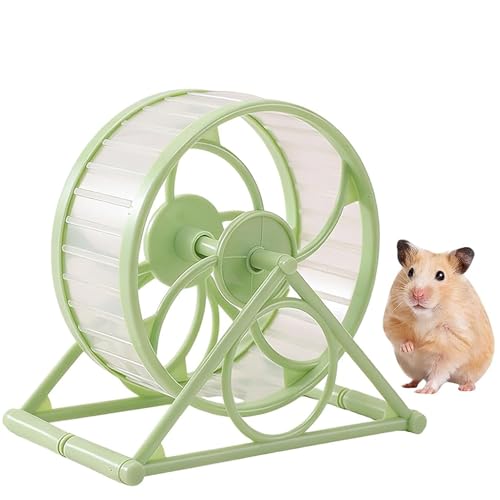 Hamster Wheel, 5.5 Inch Silent Exercise Running Wheel with Stand, Quiet Spinner for Guinea Pigs, Sugar Gliders, Gerbils (Green)