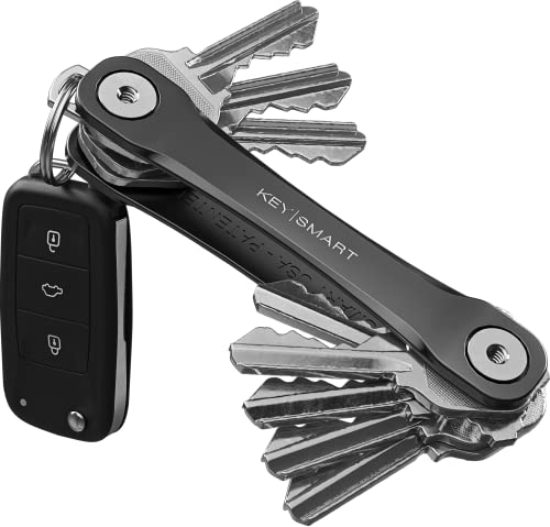 KeySmart Flex Key Holder Key Organizer Key Chain | Compact Key Case Pocket-Sized Mens EDC Key Chain | Key Ring Loop for Car Key Chain, Expandable Keychain Accessories | up to 8 Keys, Black