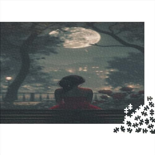 Puzzle de noche de luna de 500 piezas antiestrés con dimensiones de 52x38cm