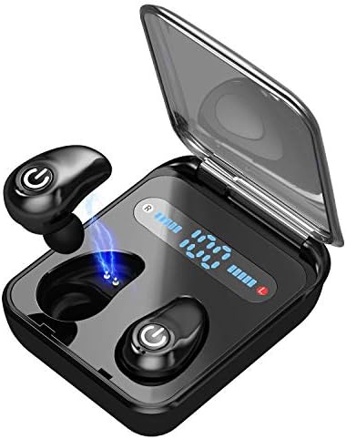 Wireless Headphones Bluetooth Earbuds with LED Display, Cycle 40H Playtime In-Ear Earphones with Mic 3D Stereo Sound Mini Earbuds True Portable Headset V5.0 Low Latency for Sport Gym Running (Black)