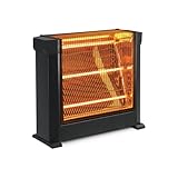 Mediawave Store - Stufa al Quarzo Elettrica Tre Elementi ad Infrarossi Potenza Regolabile 1800W con Selettore di Calore e Griglia di Protezione per Riscaldamento Domestico Rapido