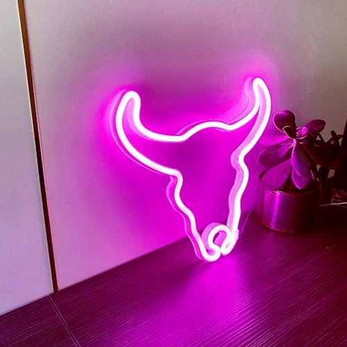 Image of Cow Neon Sign for Wall Decor,Neon Cow Led Sign Battery or Usb Powered,Neon Night Lights Light up Cow Decorative Signs for Bedroom Living Room Dorm Bar Counter Party