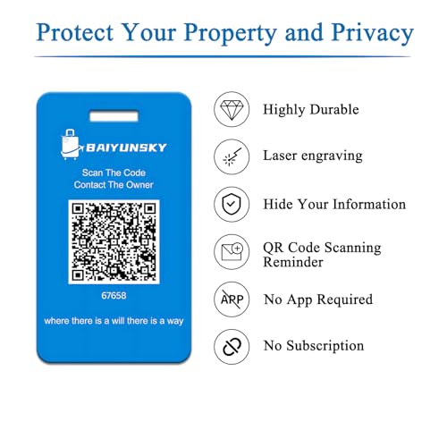 Smart Luggage Tags for Suitcases, 2 Pack QR Code Security Information Luggage Tag, Steel Ring, Waterproof Easy Identify Personalized Luggage Tag, No App or Subscription Needed (Blue)2
