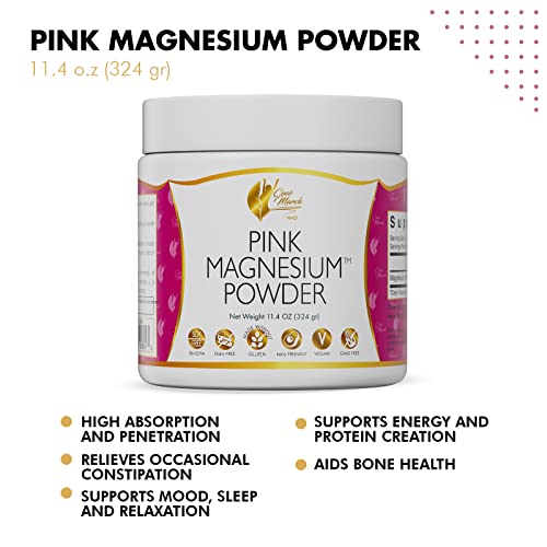 Coco March Pink Magnesium Powder - Dietary Supplement, High Absorption, Great Tasting Strawberry Flavor - Gluten Free, Vegan, Dairy Free, Keto Friendly, Gmo Free, Soy Free, 11.4 Oz - 45 Day Supply #TOP2
