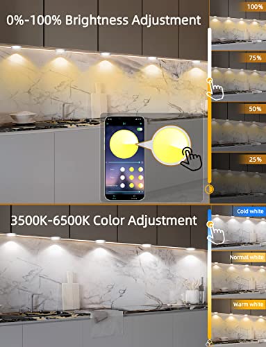 MATICOD Under Cabinet Lights Plug in Dimmable White LED Under Cabinet Lighting, Bluetooth Smart APP Remote Control Closet Lights Kitchen Lights, Under Counter Lights for Kitchen, Cabinet