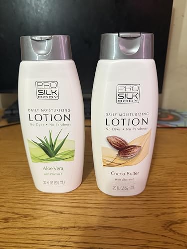 Park 2 of pro silk body daily moisturizer lotion aloe Vera 20 fl oz and cocoa butter.
