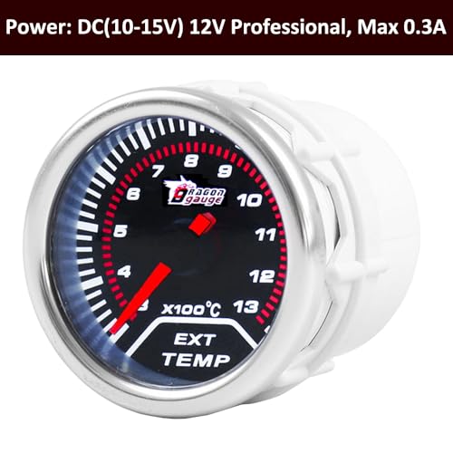 ETOPARS Universelle Auto Abgastemperaturanzeige 2Zoll 52mm Auto Abgasmessgerät Auspuff Gas Temperatur Zeiger Anzeige Abgas Weiß Lichtanzeige Instrument Rauchtönung Len