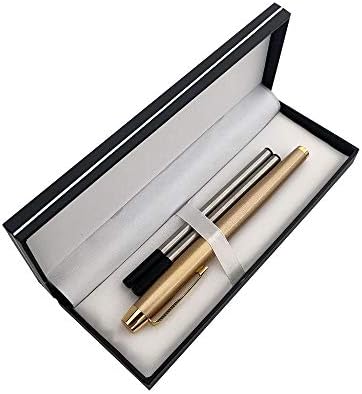 Accod Metal Ballpoint Pen Black Rollerball Pen Signature Pen with Two 0.5MM Black Pen Refills,Gift Pen for Colleagues and Family,Gift Boxed (Gold)