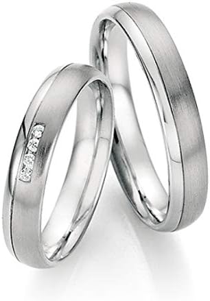 Jewellery Depot Pair of Wedding Rings Partner Rings Engagement Rings Stainless Steel with Diamond + Engraving Request Rings (Pair)